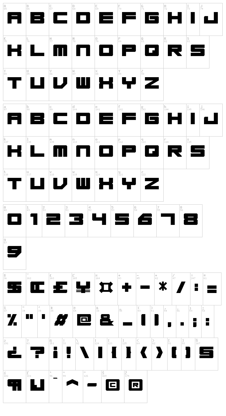 Base 45 font map